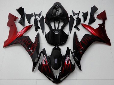 Compra Carenados Moto Yamaha YZF R1 2004-2006 - Negro Brillante Rojo Llama