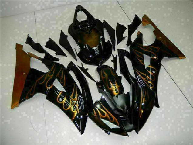 Compra Carenados Moto Yamaha YZF R6 2008-2016 - Negro Brillante Oro Llama