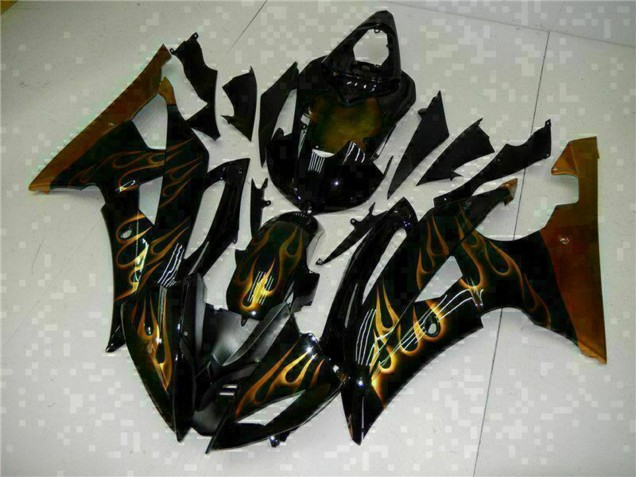 Compra Carenados Moto Yamaha YZF R6 2008-2016 - Negro Brillante Oro Llama