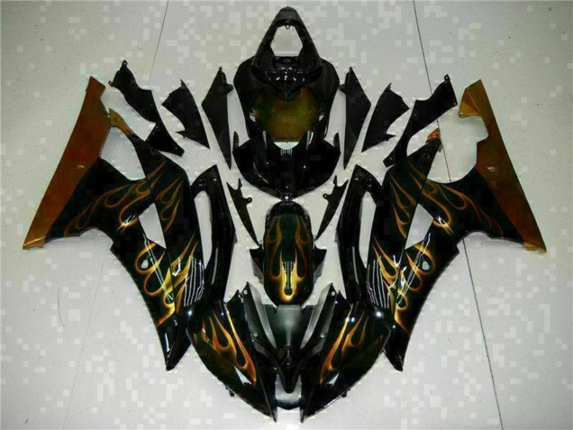 Compra Carenados Moto Yamaha YZF R6 2008-2016 - Negro Brillante Oro Llama