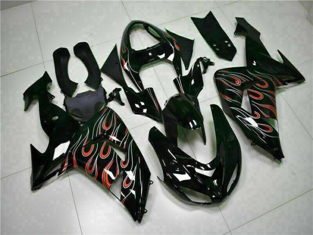 Compra Kits Carenado Moto Kawasaki ZX10R 2006-2007 - Negro Brillante Rojo Llama