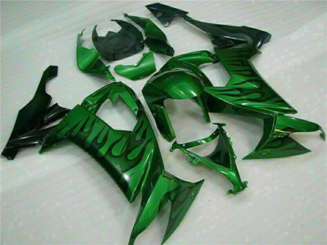 Compra Carenados Moto Kawasaki ZX10R 2008-2010 - Negro Brillante Verde Llama