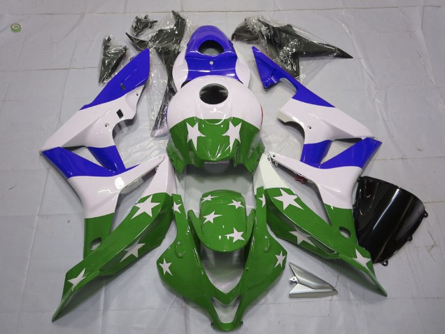 Compra Carenados Moto Honda CBR600RR 2007-2008 - Blanco Azul Verde Estrellas Raya