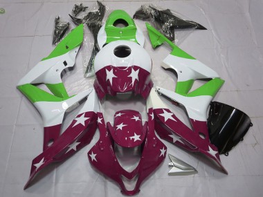 Compra Carenados Moto Honda CBR600RR 2007-2008 - Blanco Verde Rojo Granate Estrellas Raya