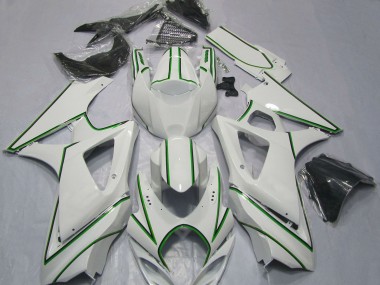 Compra Carenados Moto Suzuki GSXR 1000 2007-2008 - Blanco Brillante Verde Pinstripe