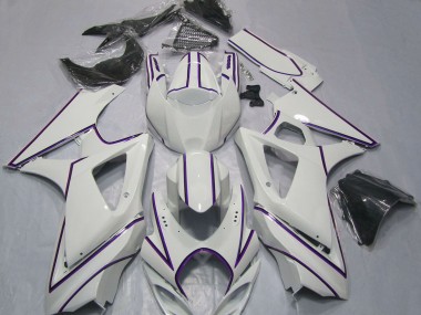 Compra Carenados Moto Suzuki GSXR 1000 2007-2008 - Blanco Brillante Púrpura Pinstripe