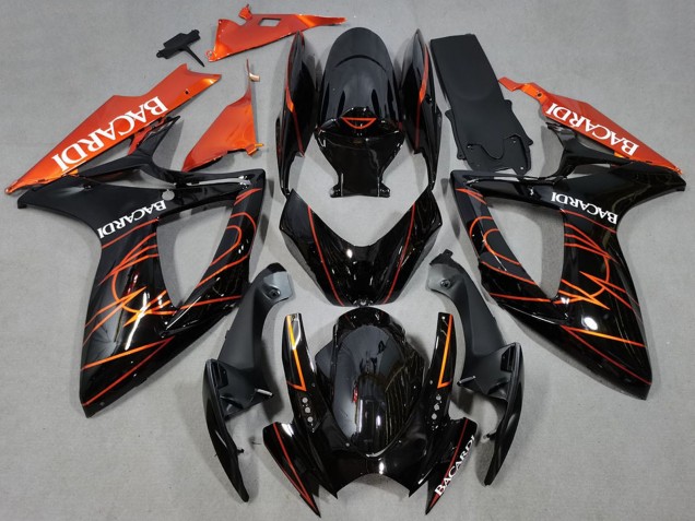 Compra Carenados Moto Suzuki GSXR 600 / GSXR 750 2006-2007 - Negro Brillante Naranja Bacardi