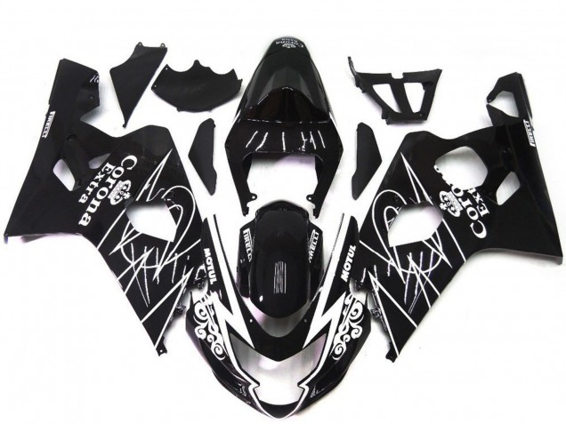 Compra Carenados Moto Suzuki GSXR 600 / GSXR 750 2004-2005 - Negro Brillante Blanco Corona Estilo