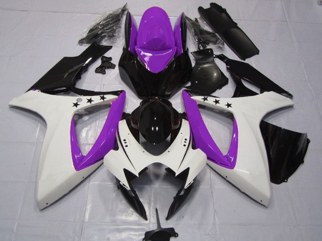 Compra Carenados Moto Suzuki GSXR 600 / GSXR 750 2006-2007 - Púrpura Blanco Negro Brillante Estrella