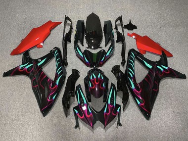 Compra Carenados Moto Suzuki GSXR 600 / GSXR 750 2008-2010 - Negro Brillante Rojo Cian Llama