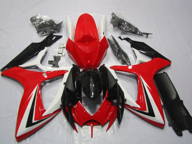 Compra Carenados Moto Suzuki GSXR 600 / GSXR 750 2006-2007 - Blanco Rojo Negro Brillante Raya