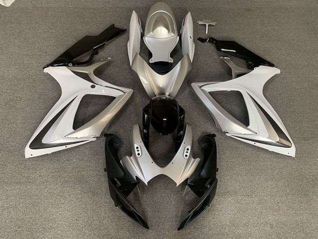 Compra Carenados Moto Suzuki GSXR 600 / GSXR 750 2006-2007 - Plata Blanco Negro Brillante OEM Estilo