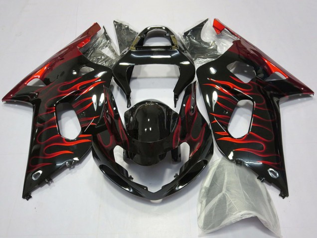 Compra Carenados Moto Suzuki GSXR 600 / GSXR 750 2001-2003 - Negro Brillante Rojo Llama