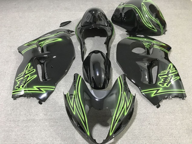 Compra Carenados Moto Suzuki GSXR 1300 1996-2007 - Negro Brillante Verde Iluminación