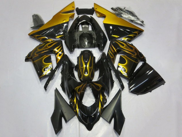 Compra Carenados Moto Kawasaki ZX10R 2004-2005 - Negro Brillante Oro Llama