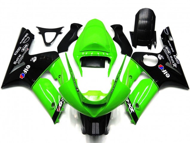 Compra Carenados Moto Kawasaki ZX6R 2003-2004 - Verde Negro Brillante Elf Silkolene