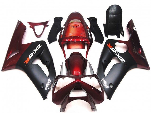 Compra Carenados Moto Kawasaki ZX6R 2003-2004 - Rojo Granate Negro Mate