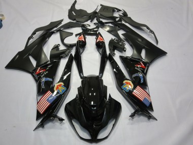 Compra Carenados Moto Kawasaki ZX6R 2009-2012 - Negro Brillante Negro Mate American Flag