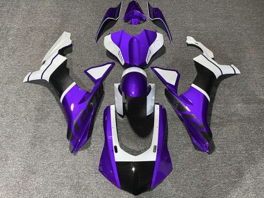 Compra Carenados Moto Yamaha R1 2015-2019 - Blanco Púrpura FibraCarbono Accents