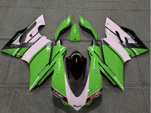 Compra Carenados Moto Ducati 959 1299 2015-2020 - Blanco Verde Negro Brillante Unibat Flex-Box OEM Estilo