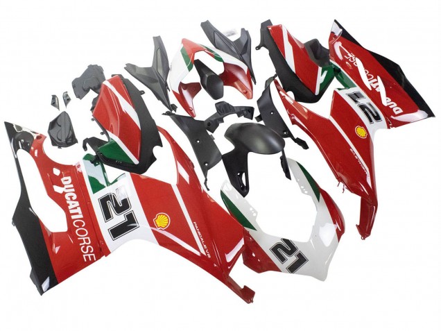 Compra Carenados Moto Ducati Panigale V2 2020-2024 - Blanco Rojo Verde Negro Mate Corse 21