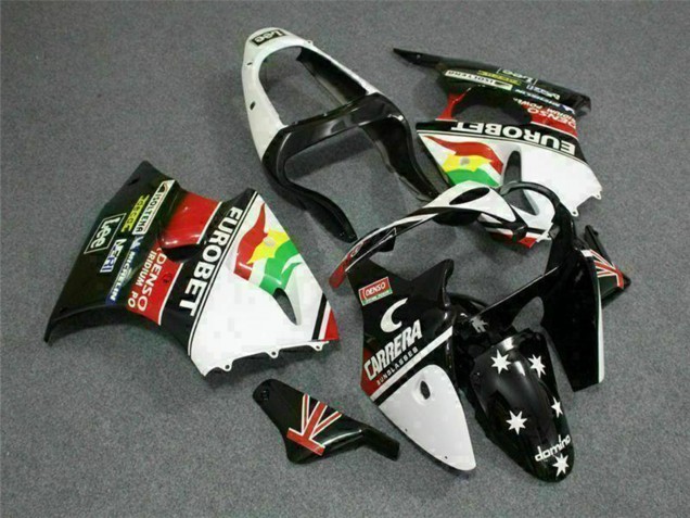 Compra Carenados Moto Kawasaki ZX6R 2000-2002 - Blanco Rojo Amarillo Verde Negro Brillante Estrella EuroBet