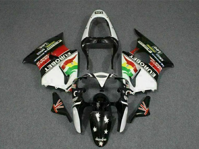 Compra Carenados Moto Kawasaki ZX6R 2000-2002 - Blanco Rojo Amarillo Verde Negro Brillante Estrella EuroBet