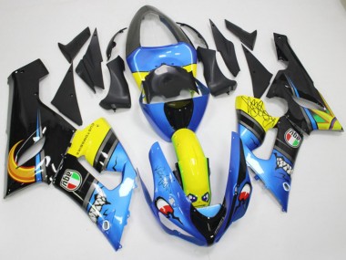 Compra Carenados Moto Kawasaki ZX6R 2005-2006 - Azul Amarillo Negro Tiburón