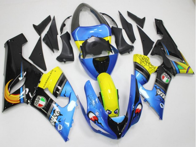 Compra Carenados Moto Kawasaki ZX6R 2005-2006 - Azul Amarillo Negro Tiburón