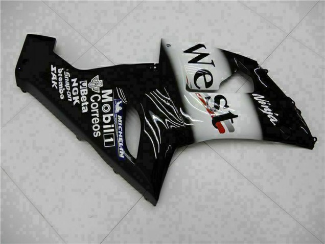 Compra Carenados Moto Kawasaki ZX6R 2005-2006 - Negro Brillante Blanco West