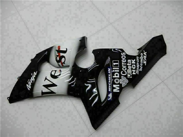 Compra Carenados Moto Kawasaki ZX6R 2005-2006 - Negro Brillante Blanco West