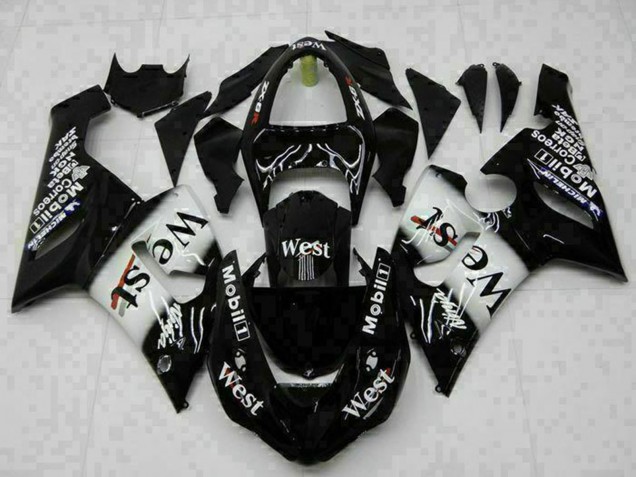 Compra Carenados Moto Kawasaki ZX6R 2005-2006 - Negro Brillante Blanco West