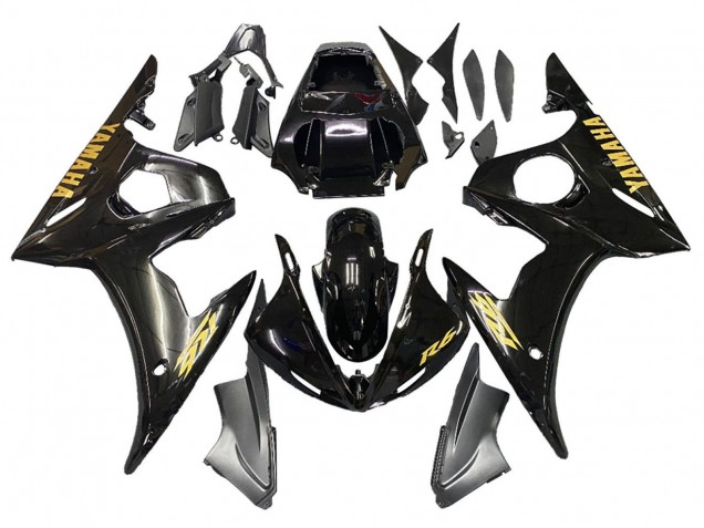 Compra Carenados Moto Yamaha YZF R6S 2006-2009 - Negro Brillante Oro Calcomanías