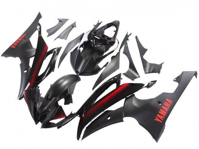 Compra Carenados Moto Yamaha YZF 600 R6 2008-2016 - Negro Brillante Negro Mate Rojo Raya