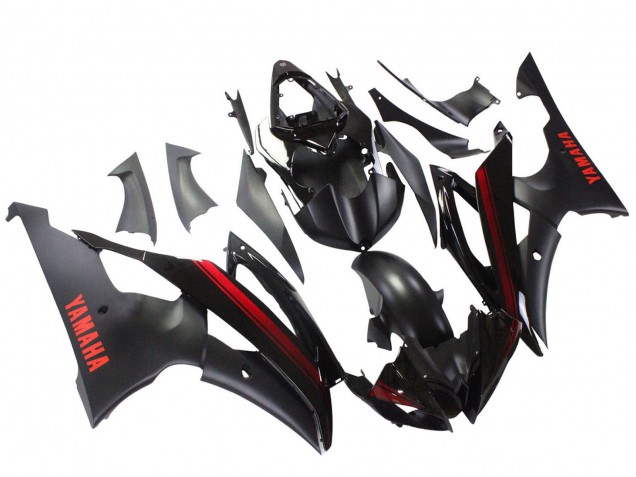 Compra Carenados Moto Yamaha YZF 600 R6 2008-2016 - Negro Brillante Negro Mate Rojo Raya