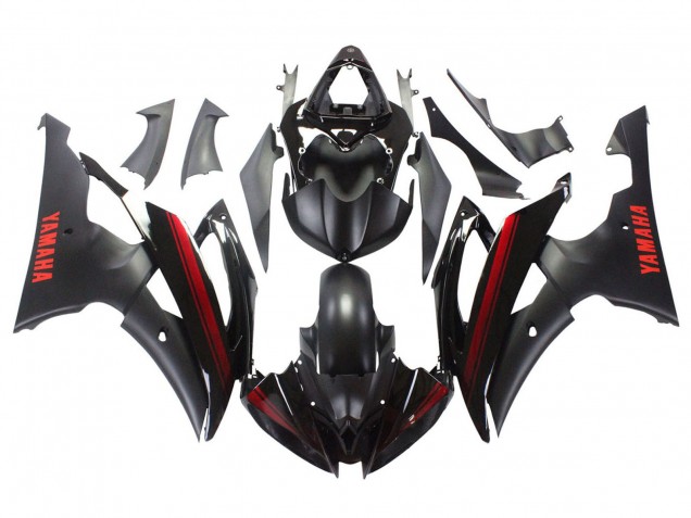 Compra Carenados Moto Yamaha YZF 600 R6 2008-2016 - Negro Brillante Negro Mate Rojo Raya