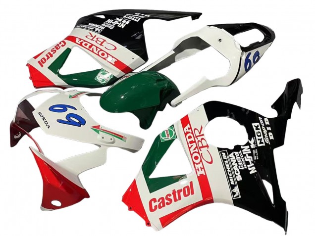 Compra Carenados Moto Honda CBR900RR 954 2002-2003 - Blanco Rojo Verde Negro Brillante Castrol