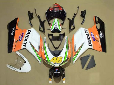 Compra Carenados Moto Ducati 848/1098/1198 2007-2014 - Blanco Naranja Verde Negro Brillante Tim 46