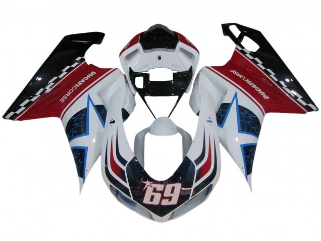 Compra Carenados Moto Ducati 848/1098/1198 2007-2014 - Blanco Rojo Azul Negro Brillante Corse 69