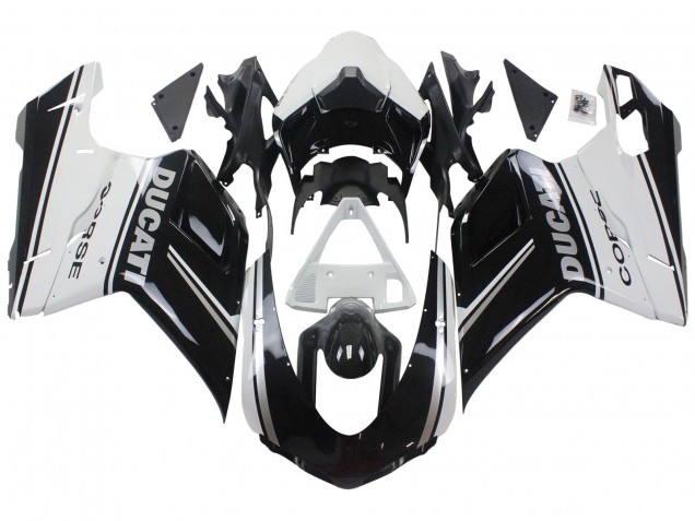 Compra Carenados Moto Ducati 848/1098/1198 2007-2014 - Blanco Negro Brillante Corse