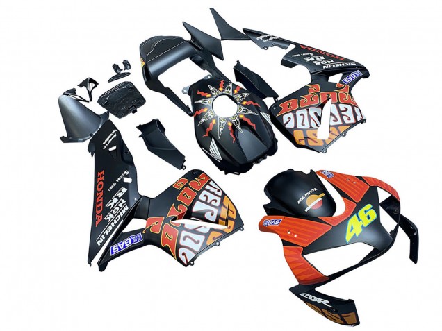 Compra Carenados Moto Honda CBR600RR 2003-2004 - Negro Mate Naranja Repsol Rossi 46
