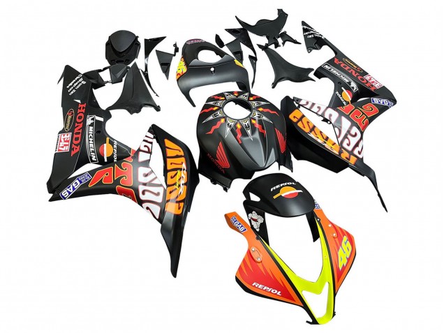 Compra Carenados Moto Honda CBR600RR 2007-2008 - Negro Mate Naranja Rojo Rossi Repsol 46