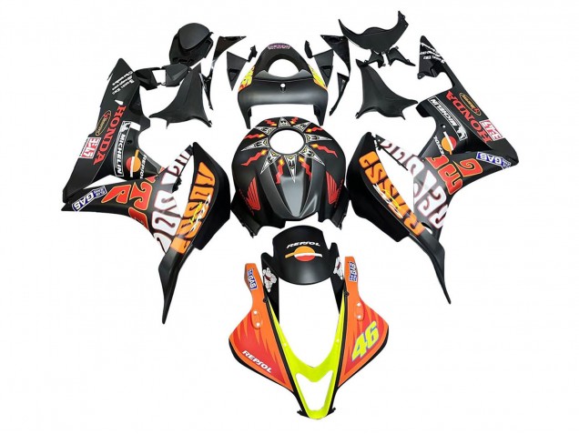 Compra Carenados Moto Honda CBR600RR 2007-2008 - Negro Mate Naranja Rojo Rossi Repsol 46
