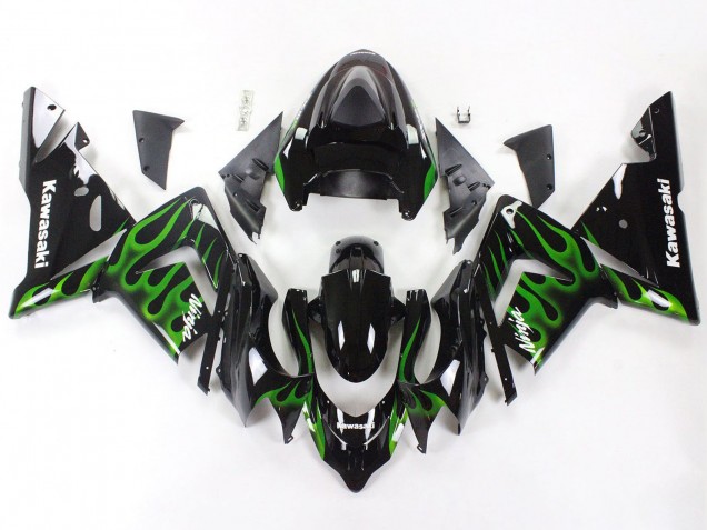 Compra Carenados Moto Kawasaki ZX10R 2004-2005 - Negro Verde Llama Ninja