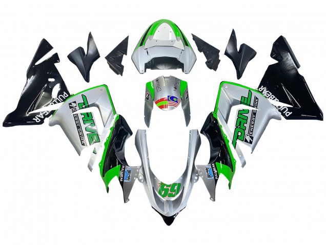 Compra Carenados Moto Kawasaki ZX10R 2004-2005 - Verde Plata Negro 69