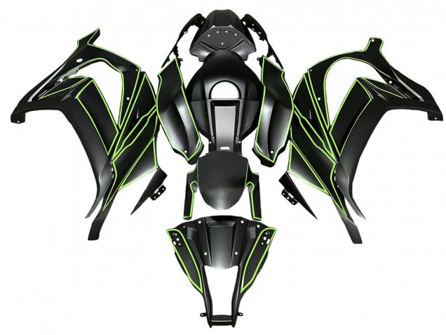 Compra Carenados Moto Kawasaki ZX10R 2008-2010 - Negro Mate Verde Línea