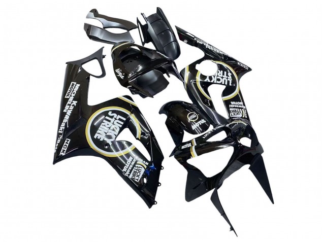 Compra Carenados Moto Kawasaki ZX6R 2003-2004 - Negro Brillante Blanco Motul Lucky Strike
