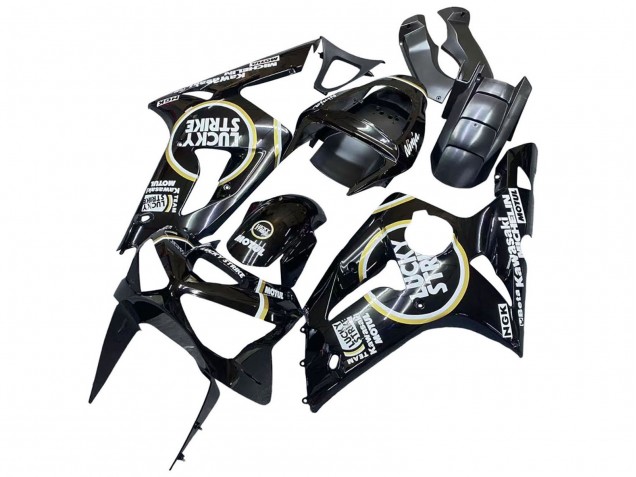 Compra Carenados Moto Kawasaki ZX6R 2003-2004 - Negro Brillante Blanco Motul Lucky Strike