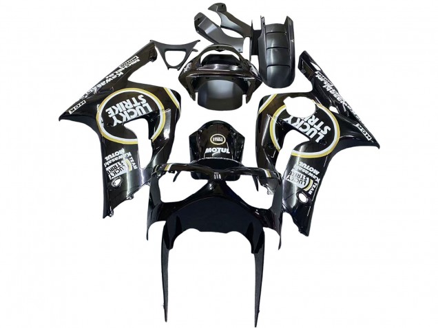 Compra Carenados Moto Kawasaki ZX6R 2003-2004 - Negro Brillante Blanco Motul Lucky Strike