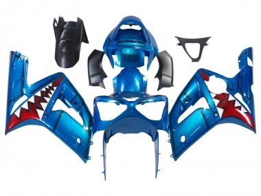 Compra Carenados Moto Kawasaki ZX6R 2003-2004 - Azul Blanco Rojo Tiburón